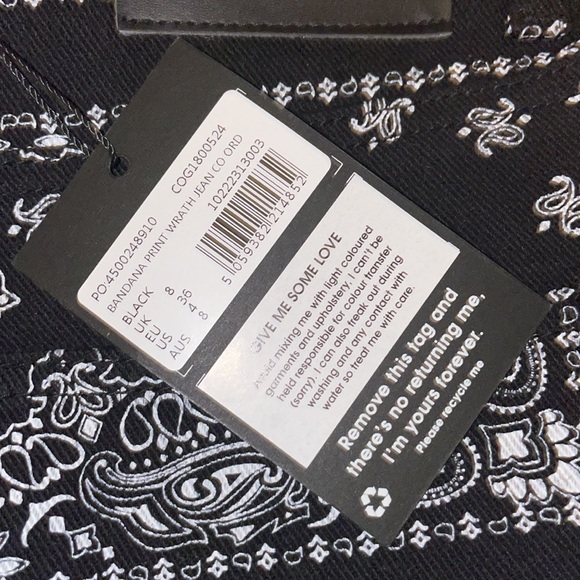 NEW Missguided -NEVER WORN‼️ Denim Wrath Split Hem Bandana Print Jeans US SIZE 4 - Picture 8 of 8